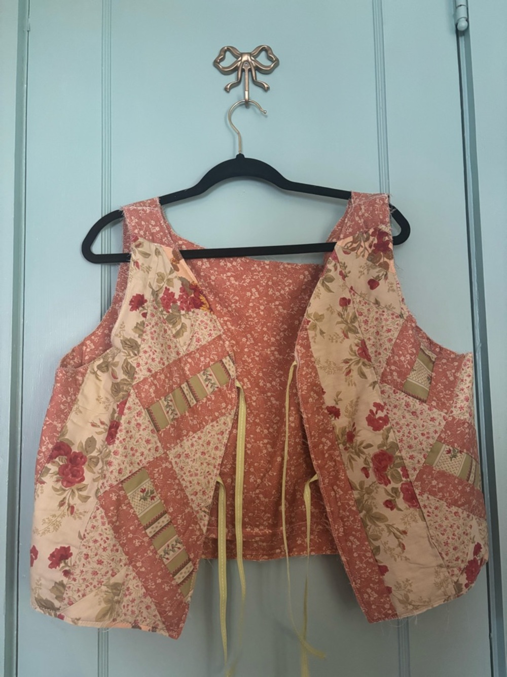 Patchwork Floral Quilted Vest - Rose Pink